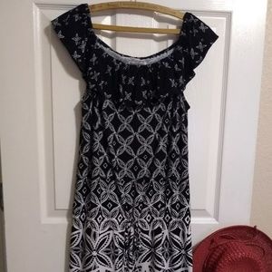 WHBM Women's Dress Black White Mini Off Shoulder